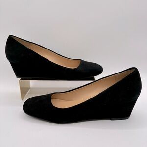 TALBOTS Black Suede ‘Lucha2-M/F’ Square Toe Wedges | Size 8M